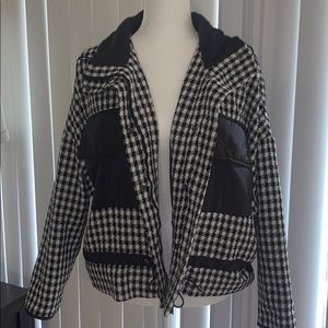 Zara Houndstooth oversized bomber jacket NWT
